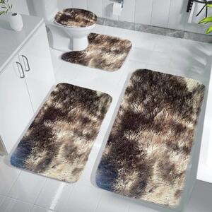 Set 4 Covorașe de Baie Antiderapante, material pufos, Maro