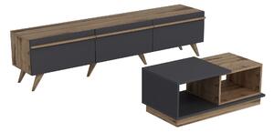 Mobilier living AMSTERDAM, nuc/gri antracit, PAL melaminat, 2 piese