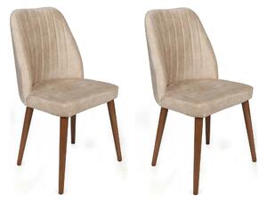 Set 2 scaune ALFA-464 V2, bej/nuc, stofa catifelata/metal, 50x49x90 cm
