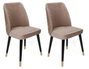 Set 2 scaune HUGO-364 V2, bej/negru, stofa catifelata/lemn, 50x49x90 c