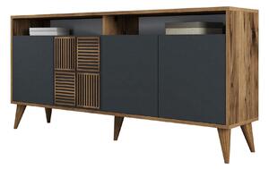 Comoda MILAN, nuc/gri antracit, PAL melaminat, 160x35x78 cm