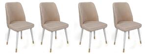 Set 4 scaune HUGO-407 V4, bej/alb, stofa catifelata/metal, 50x49x90 cm