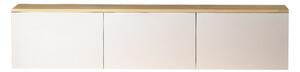 Comoda TV NEON, alb/stejar, PAL melaminat, cu iluminare LED, 160x32x35