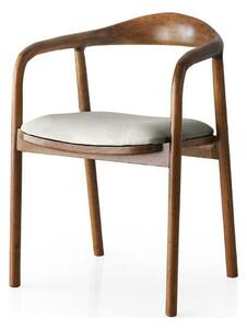 Scaun PA-027, crem/nuc, stofa catifelata/lemn, 52x51x77 cm