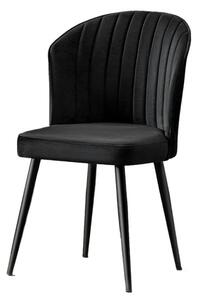 Set 4 scaune RUBI, negru, stofa catifelata/metal, 52x42x85 cm