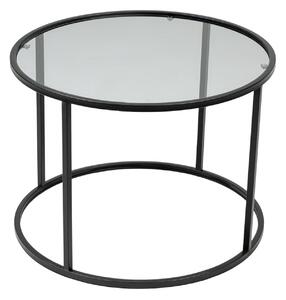 Masuta cafea STARTIS, transparent/negru, sticla/metal, 60x60x45 cm