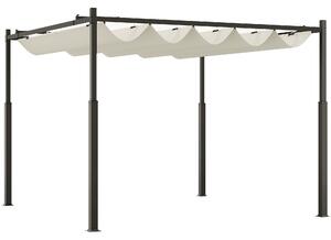 Outsunny Pergolă Pavilion cu Acoperiș Retractabil Rezistent la Apă, Culoare, 298x298x230 cm, Alb Crem | Aosom Romania