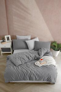 Set lenjerie pat 670TBH1122, bumbac/poliester, gri, 160x240 cm, cu hus