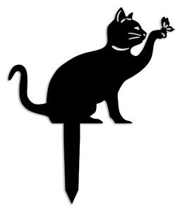 Decoratiune gradina CAT-03, negru, metal, 31x22 cm