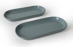 Set 2 platouri X00017767, gri, ceramica, 28x14 cm