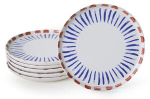 Set 6 farfurii desert 275KRM2324, alb/albastru, ceramica, 22 cm