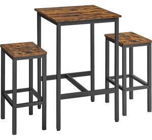 Masă de dining, masă de bar cu scaune, rustic maro