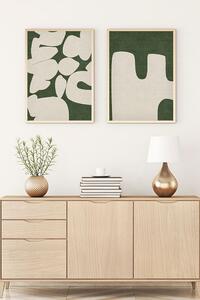 Set 2 tablouri HUHU202, verde/crem, 50x70 cm