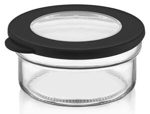 Recipient C-00266, transparent/negru, plastic, 10x10x5 cm