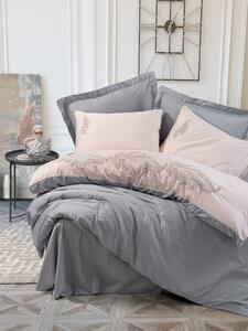 Set lenjerie pat dublu 129CTN3935, bumbac, gri/bej, 240x260 cm, cu cea