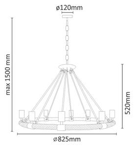 Lustră pe lanț ROPE ARTHUR 8xE27/20W/230V