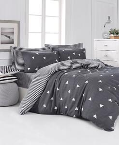 Set lenjerie pat 143EPJ4425, bumbac/poliester, gri/alb, 220x240 cm, cu