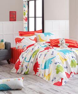 Set cuvertura pat dublu DINAZORUS, multicolor, bumbac, 200x235 cm, cu