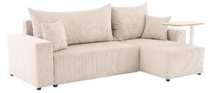 Set: canapea de colț extensibilă Sora L (242 cm) + măsuță auxiliară cu înălțime reglabilă Alto HM