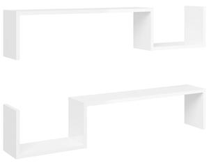 Rafturi de perete, 2 buc, alb extralucios, 100x15x20 cm, PAL
