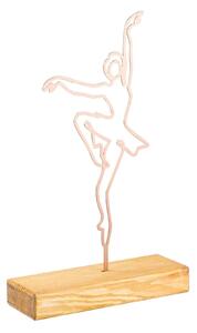 Accesoriu decorativ BALLERINA, roz/stejar, metal/lemn, 20x4x40 cm