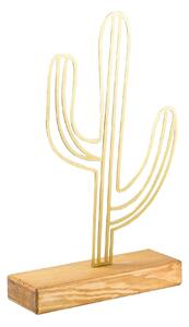 Accesoriu decorativ CACTUS, auriu/stejar, metal/lemn, 22x4x41 cm