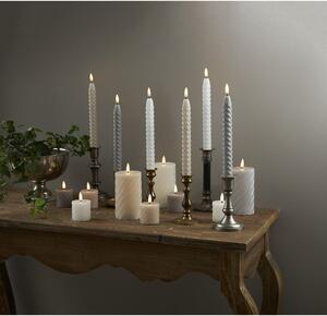 Set de 2 lumânări cu LED din ceară albă Star Trading Flamme Swirl Antique, înălțime 25 cm