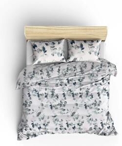 Set cuvertura pat dublu SABINE, alb/verde, bumbac, 200x235 cm, cu cear