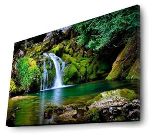 Tablou 4570DACT-34, multicolor, panza/lemn, cu iluminare LED, 70x45 cm
