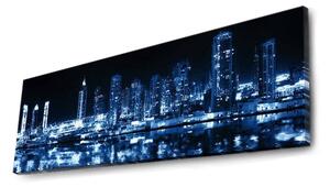 Tablou 3090DACT-6, albastru/negru, panza, cu iluminare LED, 90x30 cm