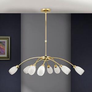 ORION Lampă suspendată CARLA, culoare alamă, Ø 84 cm, metal/sticlă 8 becuri., reglabil, Auriu / Alamă, Camera de zi / sufragerie, Metal, Antichitate