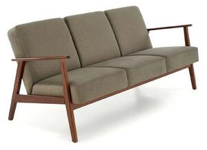 Canapea MILANO 3S, verde olive/nuc, stofa clasica/lemn, 175x77x77 cm