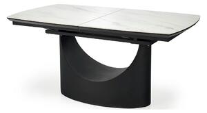 Masa extensibila OSMAN, alb efect marmura/negru, ceramica/metal, 160/2