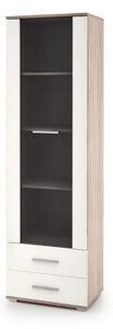 Vitrina LIMA, alb/stejar sonoma, PAL/sticla, 60x40x200 cm