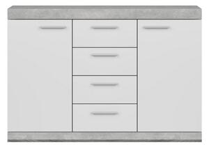 Comoda CATLIN, alb/gri, PAL, 118.5x35x83 cm