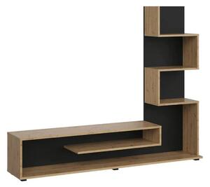 Mobilier living SNAKE, stejar artisan/negru, PAL, 160x29x130 cm