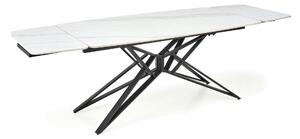Masa extensibila ALFREDO, alb cu efect de marmura/negru, piatra sinter