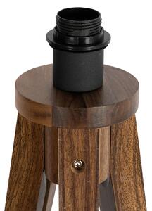 Lampa de podea rural trepied lemn de nuc - Tripod Classic