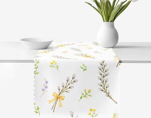Goldea napron de masă teflonat de primăvară - crenguțe de salcie 35x120 cm