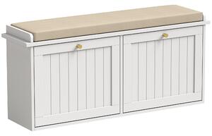 HOMCOM Bancă pantofar, mobilier pentru hol, pernuță tapițată, 2 sertare basculante, 8-10 perechi de pantofi | Aosom Romania