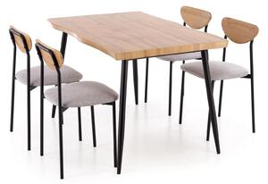Set masa cu 4 scaune DICKY, stejar/negru/gri, stofa clasica/PAL/metal