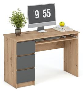 Birou CINO, stejar artisan/gri grafit, PAL laminat, 120x50x77 cm