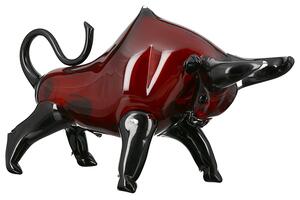 Figurina Bull, sticla, rosu negru, 48x28x18 cm