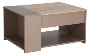 Masuta cafea DROP, bej/stejar, PAL, 80x60x42/56 cm