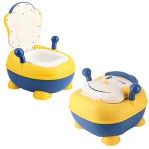 Olita copii cu capac si colac moale din PVC Kidizi Funky Monkey Yellow, recipient detasabil,1,5-5 ani