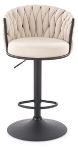 Scaun bar textil H125, bej - Nea 25, stofa clasica/otel, 53x54x90/105