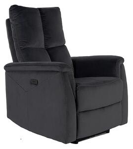Fotoliu recliner NEPTUN, negru, stofa catifelata/metal, 76x94/160x96 c