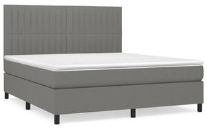 Pat box spring cu saltea, gri închis, 180x200 cm, textil