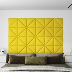 Panouri de perete 12 buc. galben deschis 30x30 cm textil 0,54m²