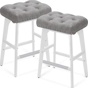 Set de 2 scaune de bar, 66 cm inaltime, gri/alb
